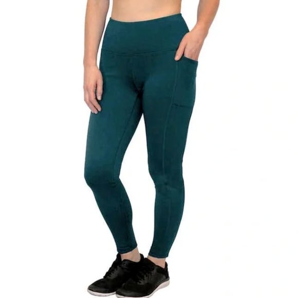 Spyder High Rise Fleece Lined Leggings Dark Green - Picture 1 of 4
